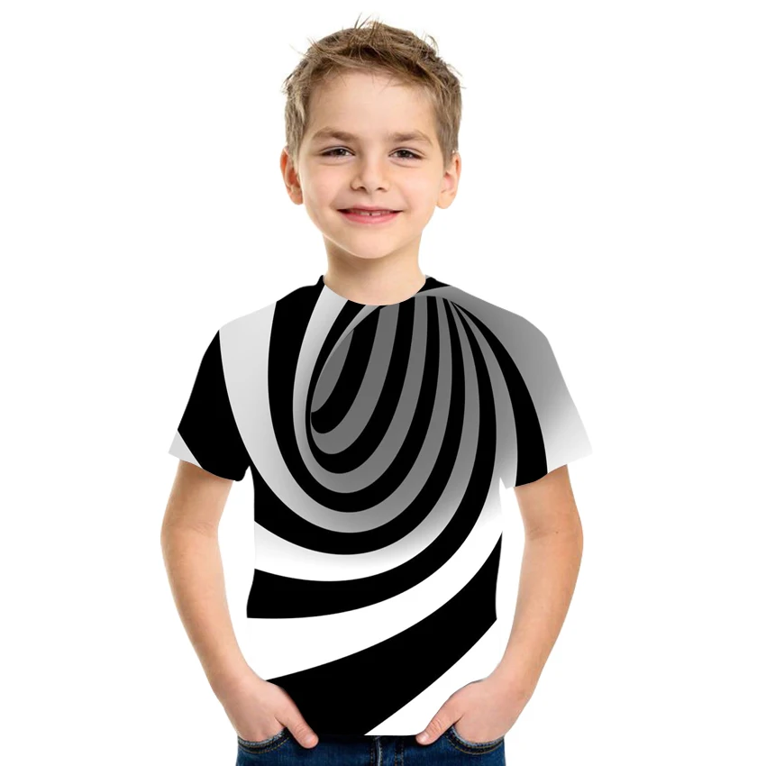 

2021 Short Sleeve 3D Graphic Print Boys and Girls T-shirt Loose Comfortable Casual Style Size 4T-16T