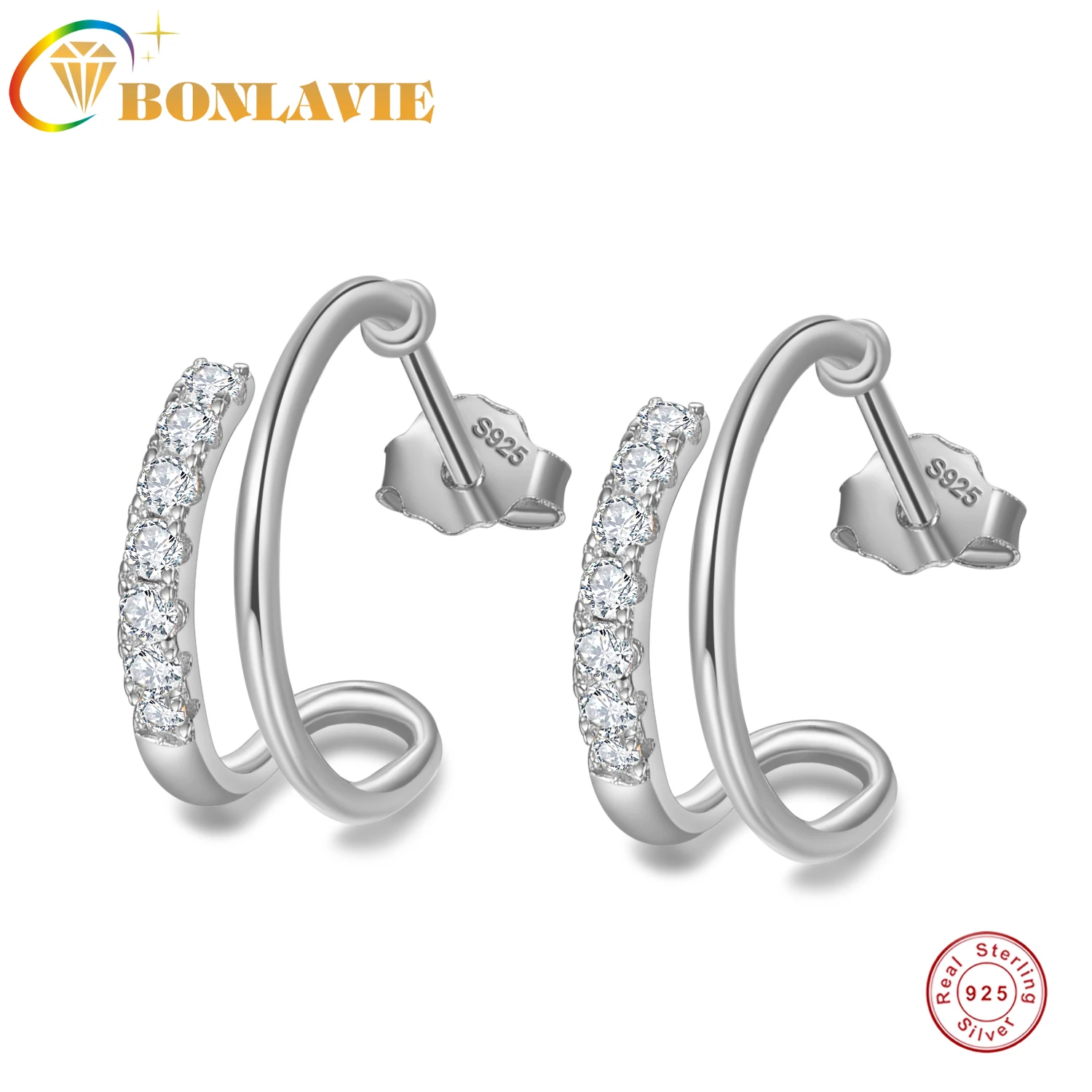 

925 Silver Diamond-encrusted Zircon Earrings Ear Studs for Women Gold Silver Earring AAA Quality