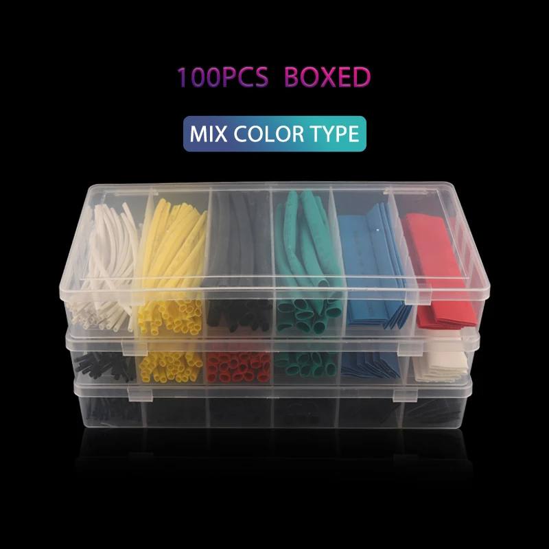 

100pcs/ Boxed Multicolor Thermoresistant tube heat shrink tubing, Insulation Sleeving Polyolefin Shrink Wire Cable Sleeve Kit