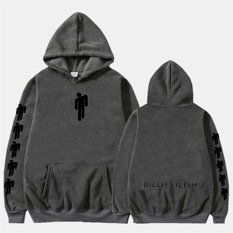 2Dark gray Новинка года, толстовка с капюшоном Billie Eilish, модные толстовки с принтом для женщин и мужчин, толстовки с длинными рукавами, лидер продаж, Повседневная Уличная одежда Sudadera Hombre - Цвет: 2Dark gray