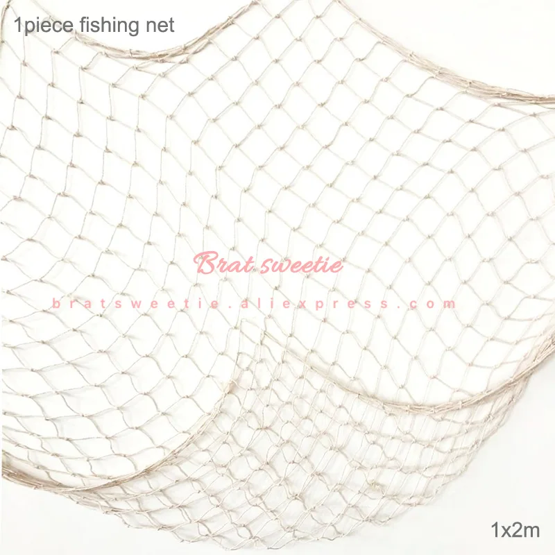 1x2m white net Nautical Mermaid Party Fishing Nets with Sea Shells and Anchor Under the Sea Decorative Background Wall Home Decoration Supplies - Цвет: 1x2m white net