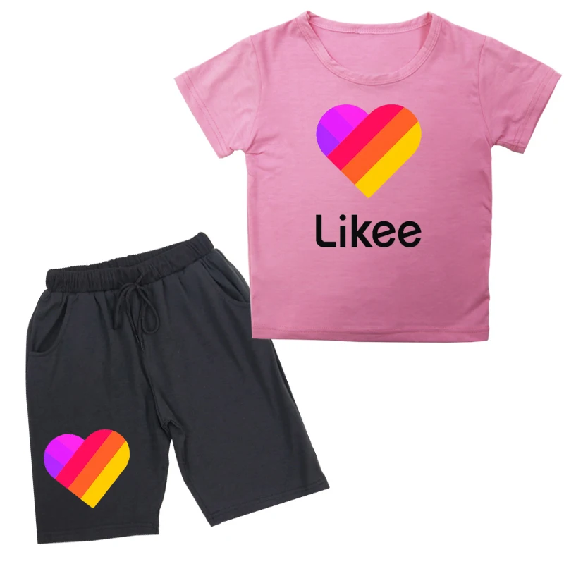 

Likee T Shirt Suit Summer Baby Boys Girls 2PCS Set LIKEE Sports Suit Kids T-Shirt +Shorts Children'S Clothing Cat Fox Unicorn