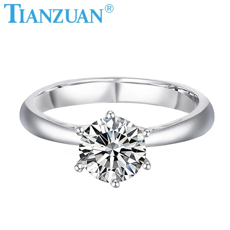 

Кольцо из серебра 925 пробы с муассанитом, 1 карат, 6,5 мм