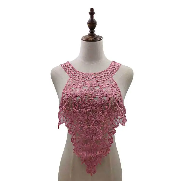 Pink 1 пара органзы вышитые крылья кружева вышивка патчи DIY кружевной воротник декольте украшения товары для шитья и рукоделия - Цвет: Pink