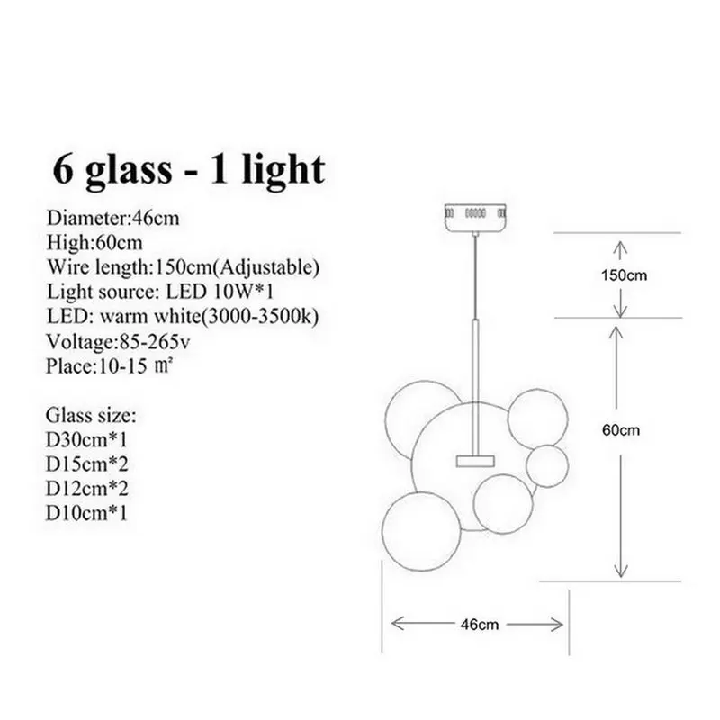 6 glass - 1 light Современный Стеклянный подвесной блестящий дизайн светодиодный креативный Люстра для гостиной спальни Лофт кухни столовой современный декор - Цвет абажура: 6 glass - 1 light