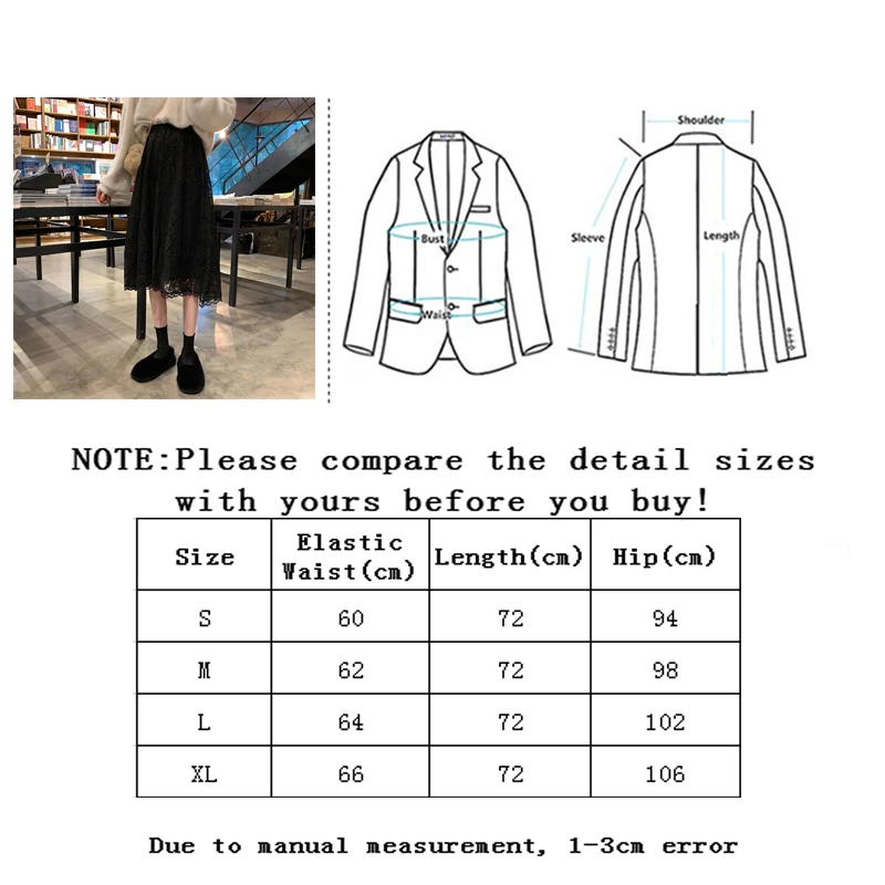 

Vangull Elastic High Waist Lace Skirt Women Korean Version Spring Autumn New Slim Hollow Out Skirt Mid-Calf Female Party Skirt