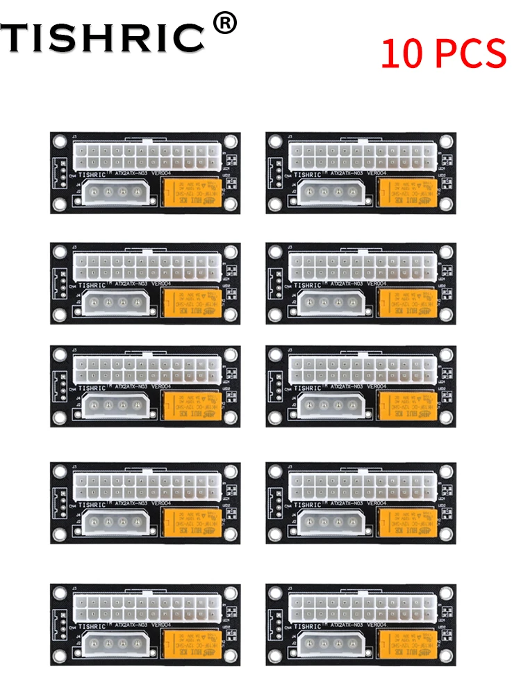 

Блок питания TISHRIC с 24 контактами на 4 контакта/SATA, адаптер синхронизации с двумя блоками питания, ATX Add2psu Molex, синхронное питание для майнинга, 5...