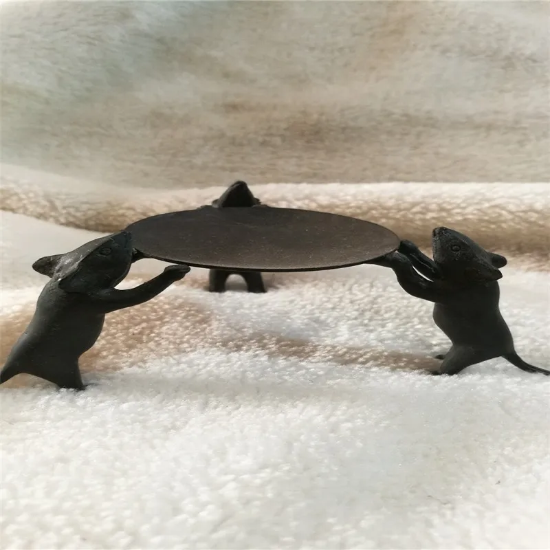 Китайский Медный подсвечник с тремя мышами Old Beijing