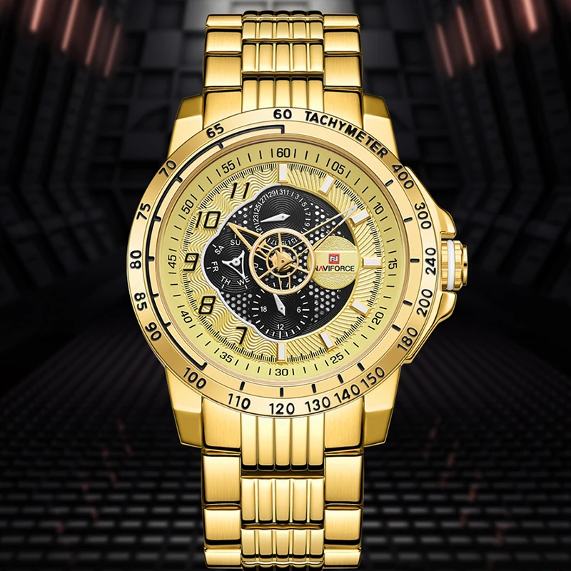 NAVIFORCE мужские часы бизнес из нержавеющей стали военные водонепроницаемые