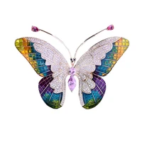 fashion elegant big butterfly enamel brooch for women winter coat clothes accessories high quality insect metal pins jewelry
