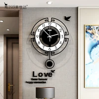 large hot sale swing acrylic quartz silent wall clock modern design pendulum wall watch clocks stickers living room decoration