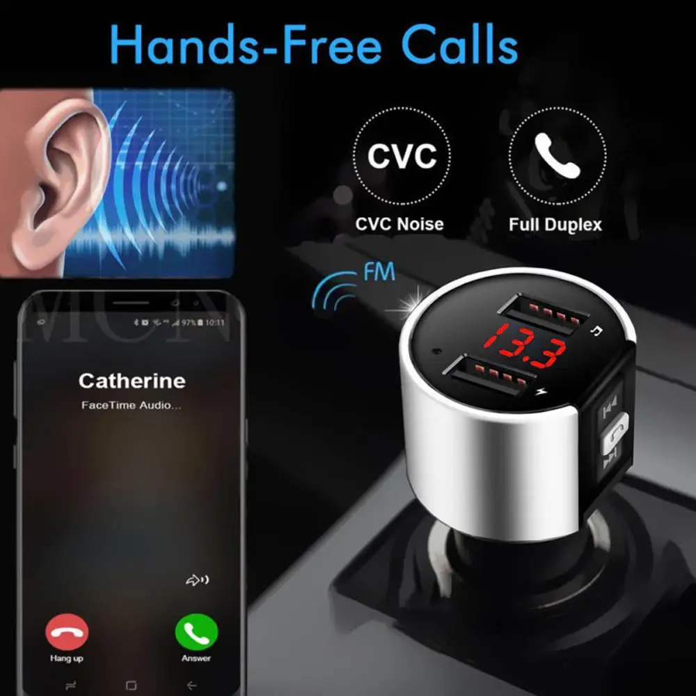 Bluetooth автомобильный комплект FM трансмиттер радио адаптер зарядное устройство USB