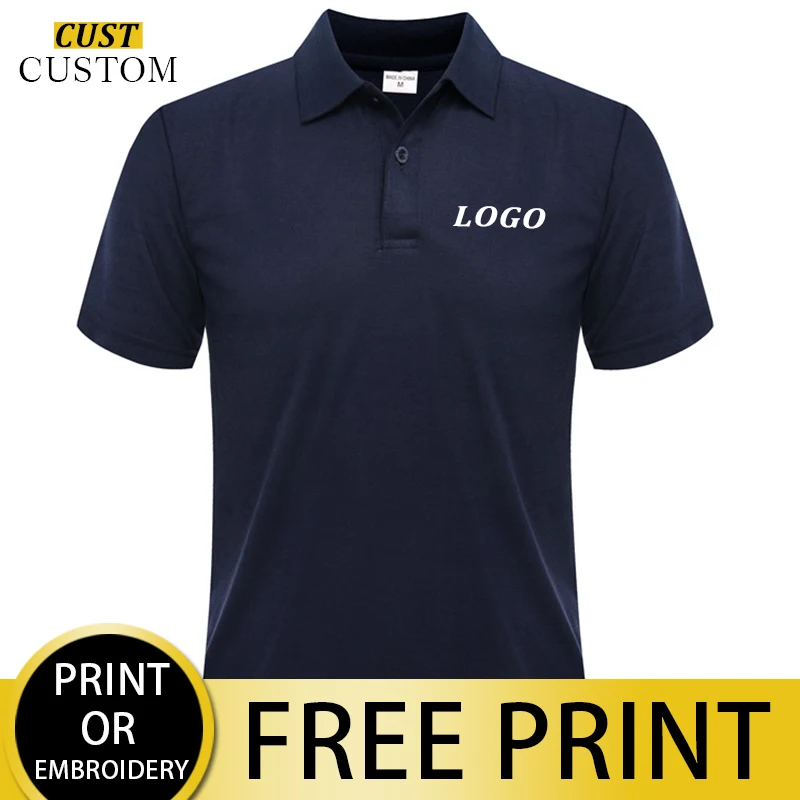 

Polo Custom Men's Polo Shirts Company Workwear Custom Logo Clothing Dropshipping Wholesale 100% Polyester