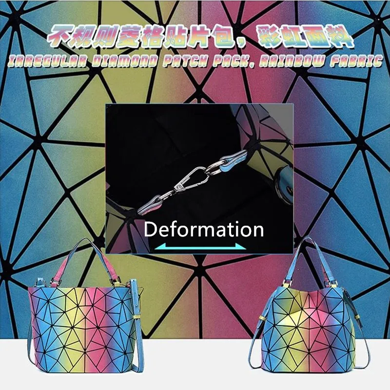 

Colorful PVC Leather bucket bags Deform Handbags female shoulder bags For Women Messenger Bags Lady All-Purpose Shopping tote