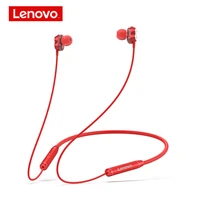 lenovo he08 neckband 4 speakers wireless headphones hifi stereo earphone bluetooth 5 0 dual dynamic sports headset with mic