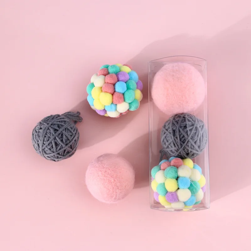 Игрушечный мяч из фетровой пряжи интерактивный звонок шерсть для домашних кошек