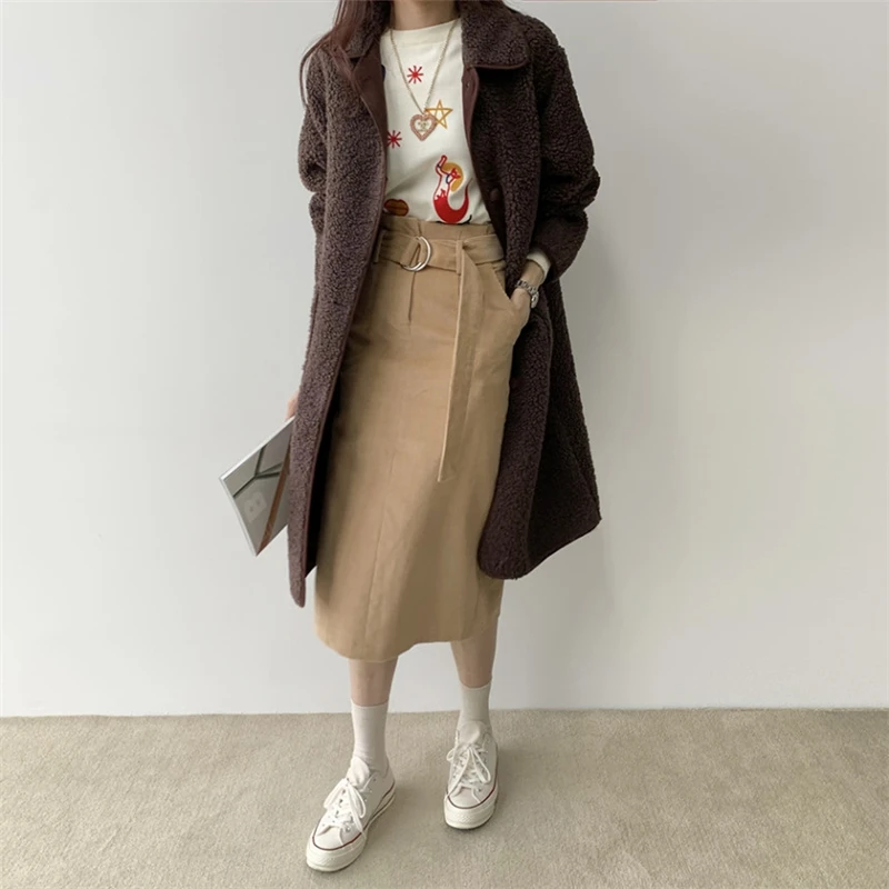 

New Autumn Winter Women Jackets Warm Korean Style Office Lady Coat Outerwear Wool Blends Wild Long Tops Veste Femme Ropa Mujer