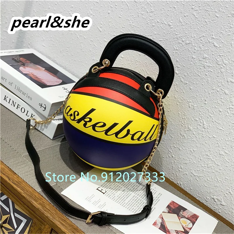 

Women New Designer Dinner Purse Evening Bag Creative Round Ball Clutch Rhinestone Basketball Football High Quality Personality