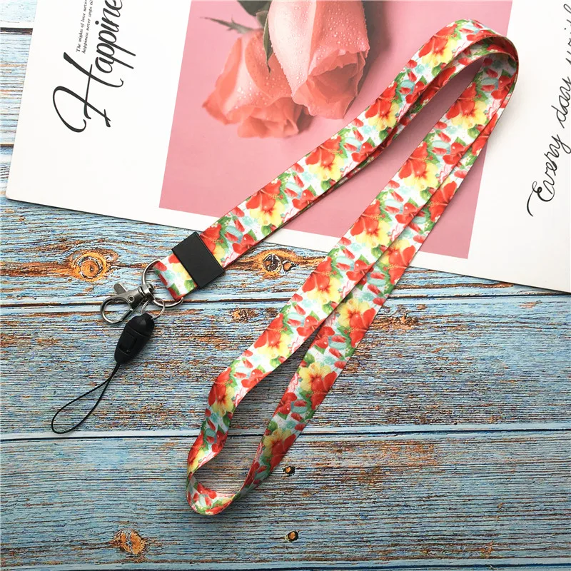 Neck strap Cell phone Lanyard for keys ID card Mobile Phone straps Floral Fashion Flower necklace Handphone strap keycord long