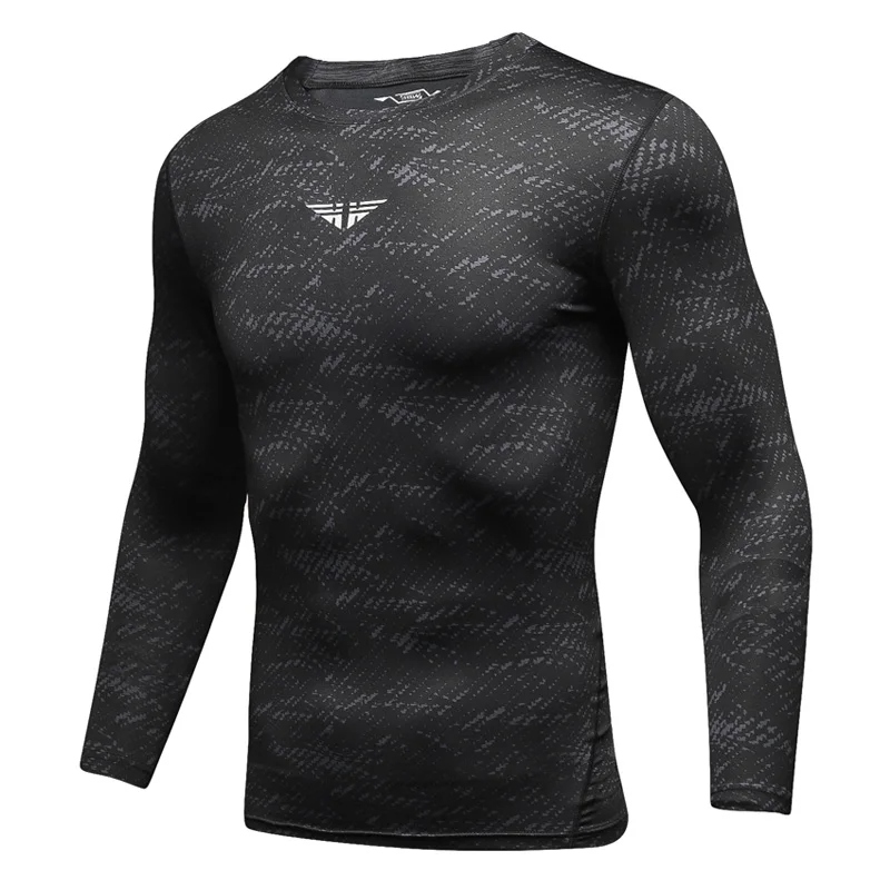 Спортивная рубашка для мужчин тренировочная компрессионная кофта с длинным