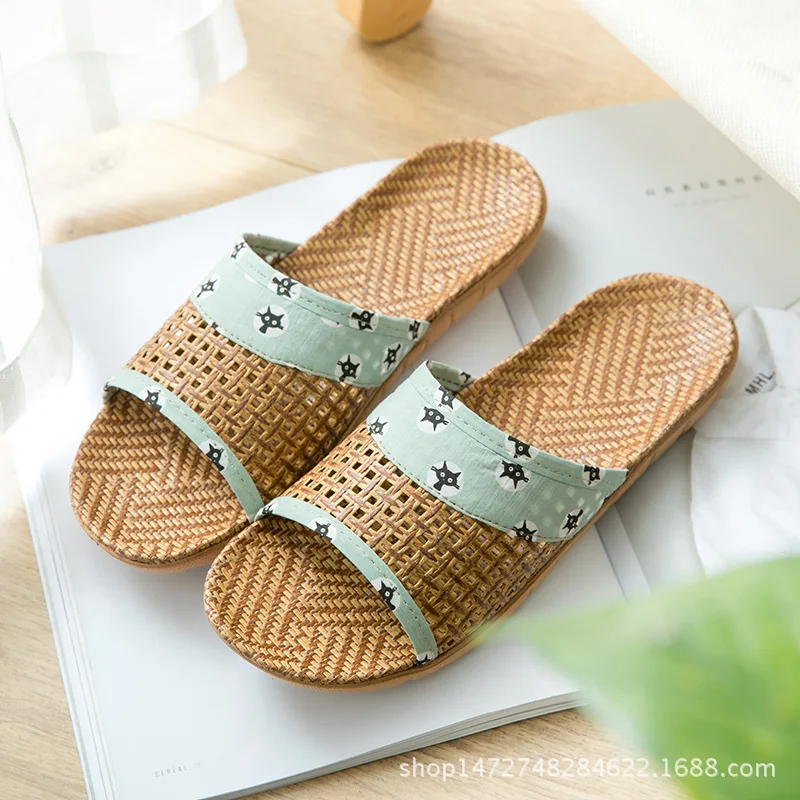 Mntrerm 2022 Summer sub-grass couple slippers home indoor non-slip thick bottom floor linen slippers female home Shoes