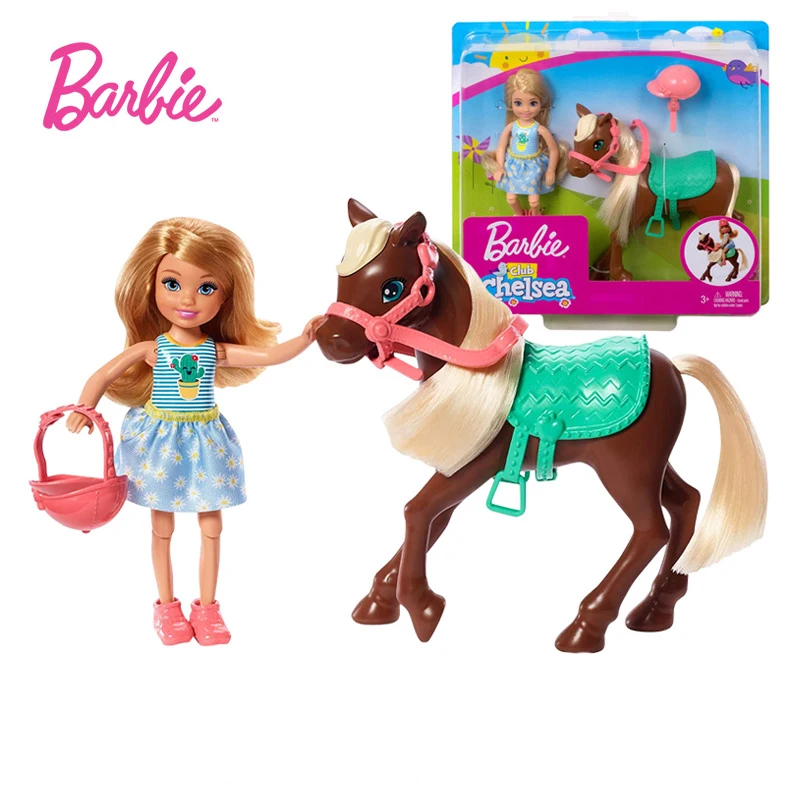 

Original Barbie Club Chelsea Doll And Horse 6-Inch Blonde Fashion Kids Toys Mini Pocket Funny Playset GHV78 For Birthday Gift