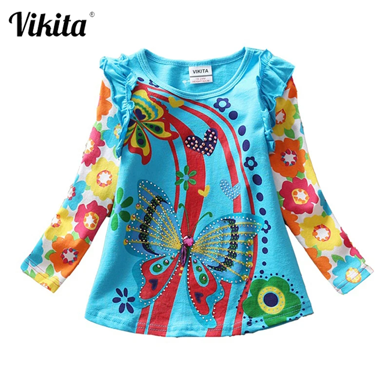 VIKITA/футболки с длинными рукавами для девочек Roupa Infantil Детская одежда принцессы