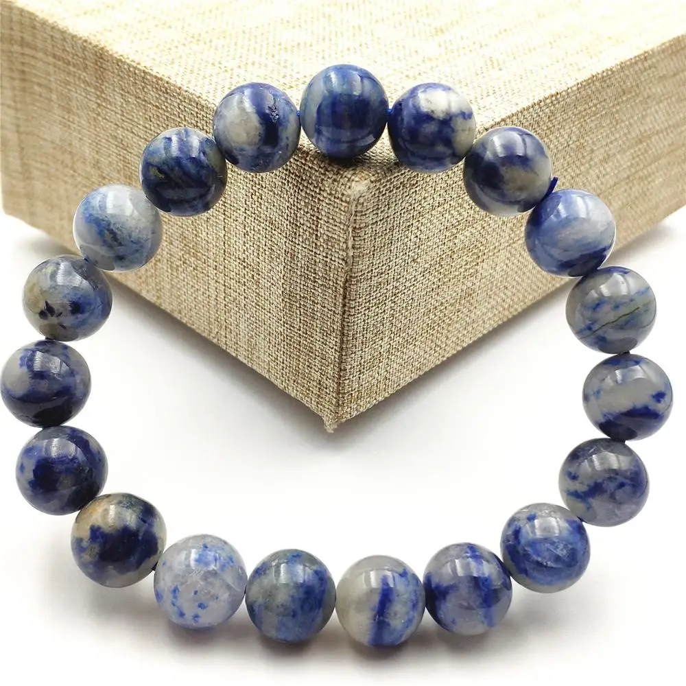 Круглый браслет из 100% натурального синего дюмортиерита кварца рутилированного