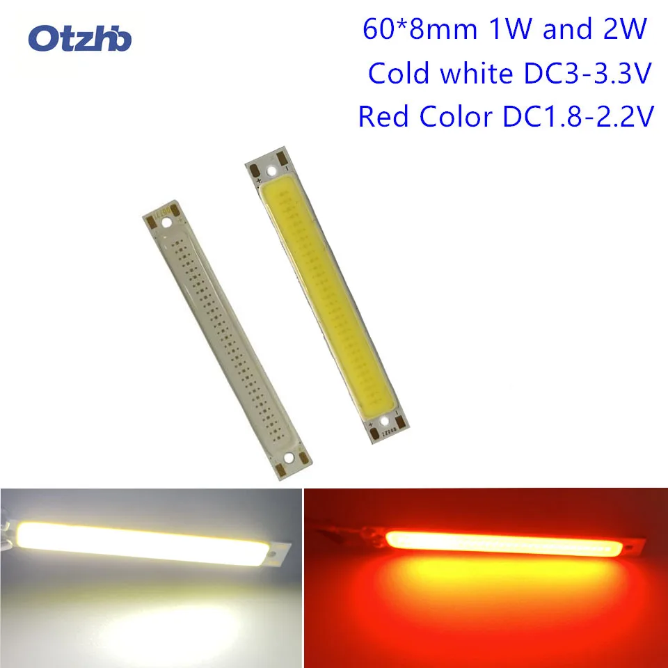 

10pcs/lot 3W LEDstrip Light Red Cold White Color 300LM DC3V COB LED Lamp 60mm Bar Lights Strip DIY Lighting Bulb60mm