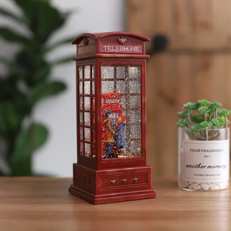 

Telephone Booth LED Musical Wind Lantern Interior girl lover pigeon flamingos Wedding Birthday Memorial Activity Traveling Water