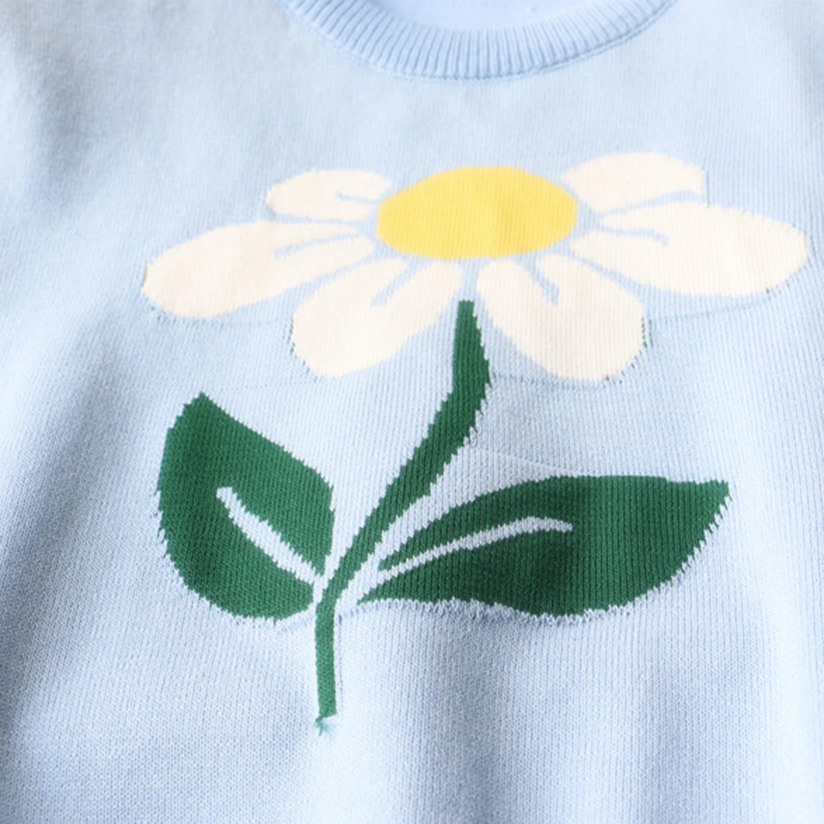 

Vintage Floral Knitted T Shirt Women Summer Short Sleeve O Neck Sexy Slim Crop Top Femme Casual Streetwear Y2k Tshirt Tops 2021