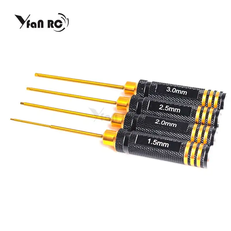 

Yfan Rc 4 Pcs/set Titanium Plating 1.5/2/2.5/3mm Hexagon Screwdriver Screw Driver Tool Kit for RC Model Car Boat Airplane