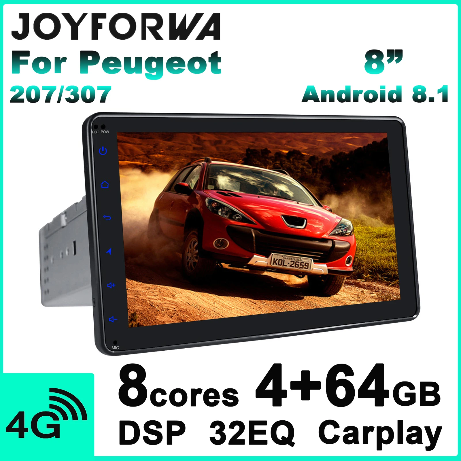 Carplay DSP 8 &quot1Din Android 1 автомобильное мультимедийное радио для Peugeot 207/307 GPS SPDIF