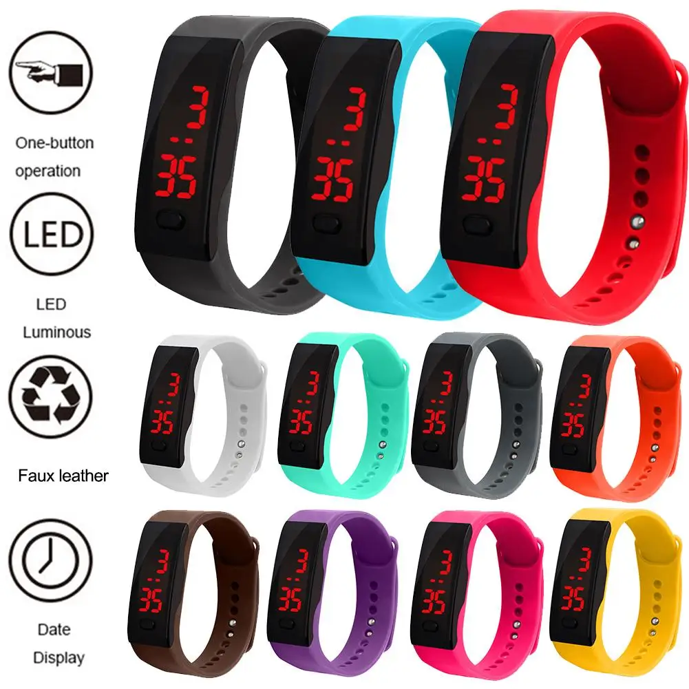 

HOT SALES!!! Kids Silicone Strap LED Display Electronic Digital Sports Bracelet Wrist Watch Kid Digital Watch Kids Birthday Gift