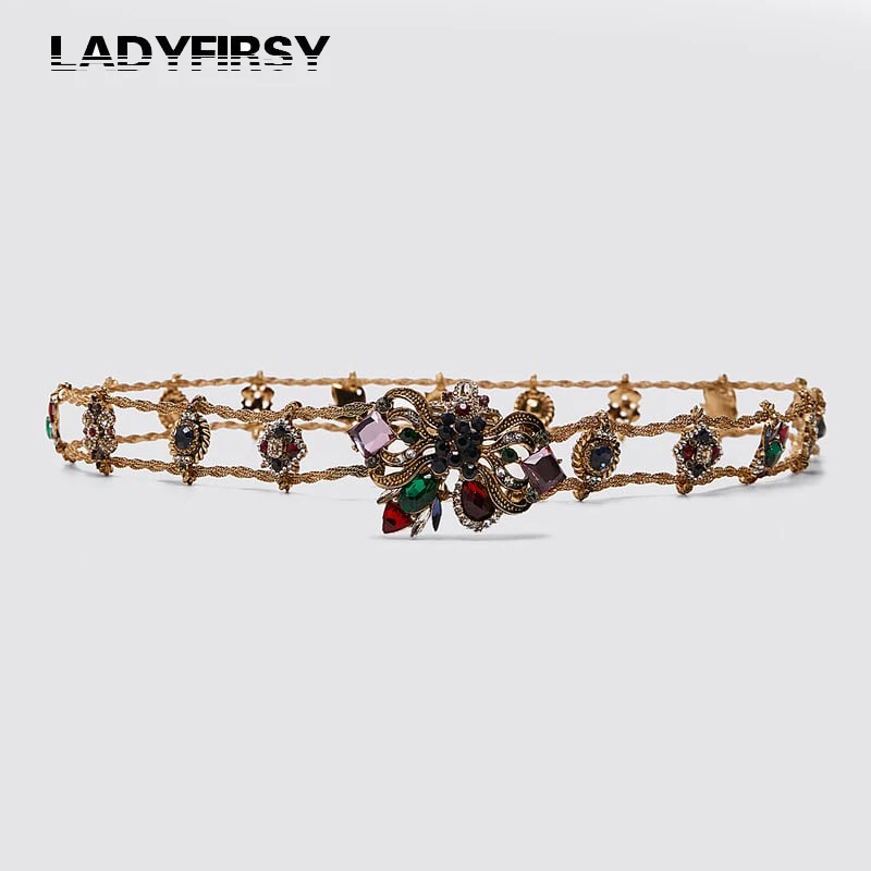 Женская винтажная Цепочка с кристаллами Ladyfirsy модные разноцветные Украшения