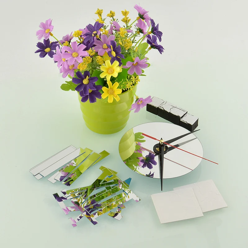 Настенные 3d часы с римскими цифрами безрамные большие акриловые зеркальные