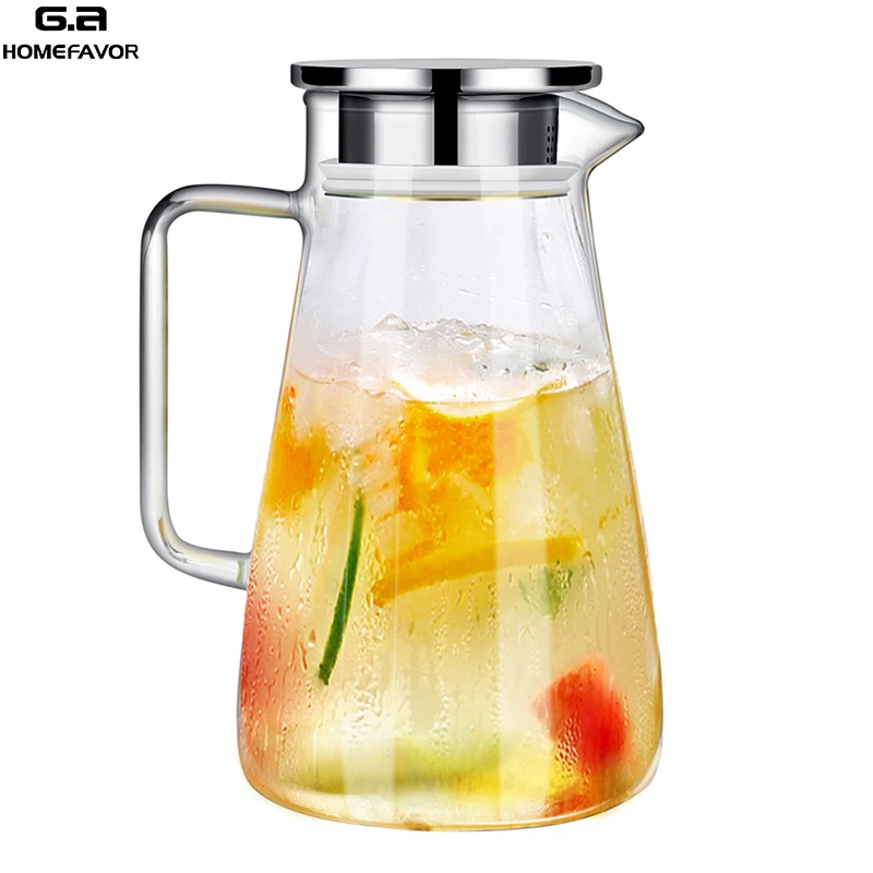 

Cold Water Kettle Teapot Glass Pitcher Jug Water Juice Tea Carafe Large Bottle With Stainless Steel Lid Kitchen Accessories