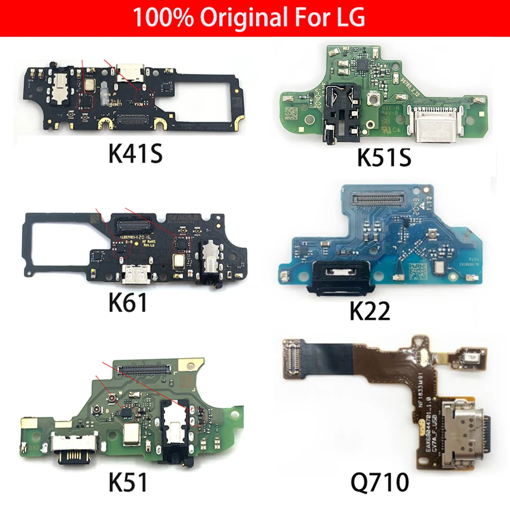 Conector de base 100% Original, Cargador USB, Cable flexible para LG Q7, Q610, LG K51, K51S, K61, K41S, K50S, K22, K8 Plus, 10 piezas