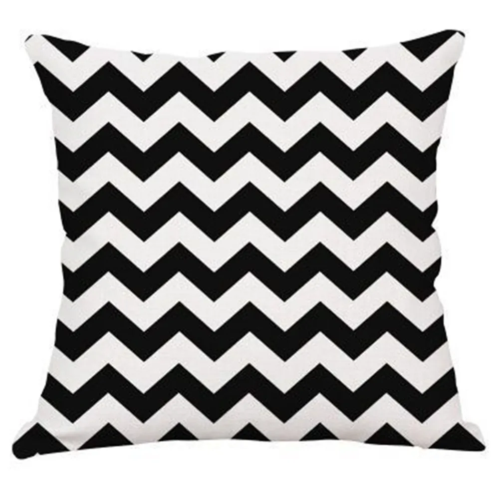 Черно белый зеленый геометрический принт в виде геометрических фигур Подушка