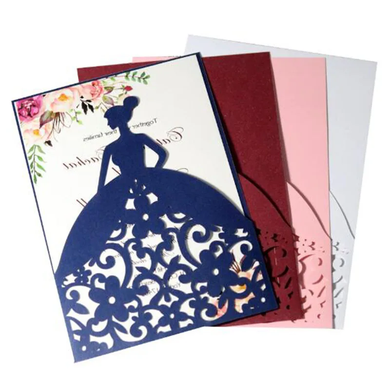 100 шт. Свадебная пригласительная открытка невесты в европейском стиле с полыми