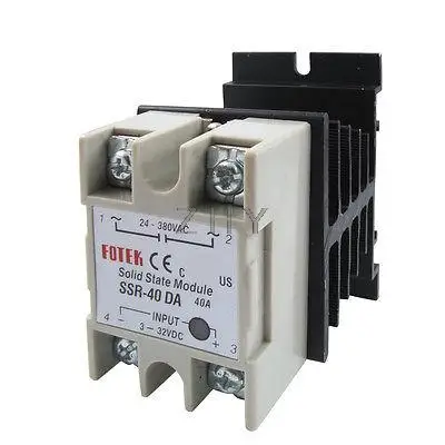 Single Phase Solid state relay SSR-40DA 40A DC-AC 3-32V 24-380V with heat sink | Строительство и ремонт