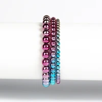 fashion gradient colorful hematite bracelets men nature energy stone beads reiki healing bracelets women protect health jewelry