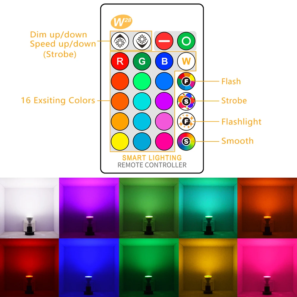 E27 RGBW светодиодный лампы 8 Вт 110 В 220 лампада LED Сменные Красочные RGB потолочный