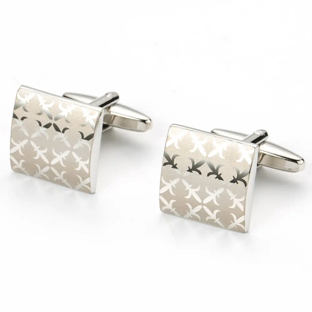 Gemelos Classic Silver-color Laser Copper Men's Cufflink Luxury Gift Party Wedding Suit Shirt Button Cuff Links 197 | Украшения и