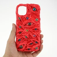 handmade red demon eye fear phone case for iphone 12 11 13 pro max xsmax xr se 7 8 plus samsung note 20 ultra s20 21 cover men