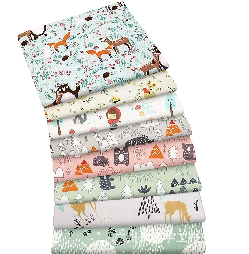 

25CM 8 pieces Foreign trade cotton twill printed fabric DIY manual patchwork Group pure cotton animal printed fabric