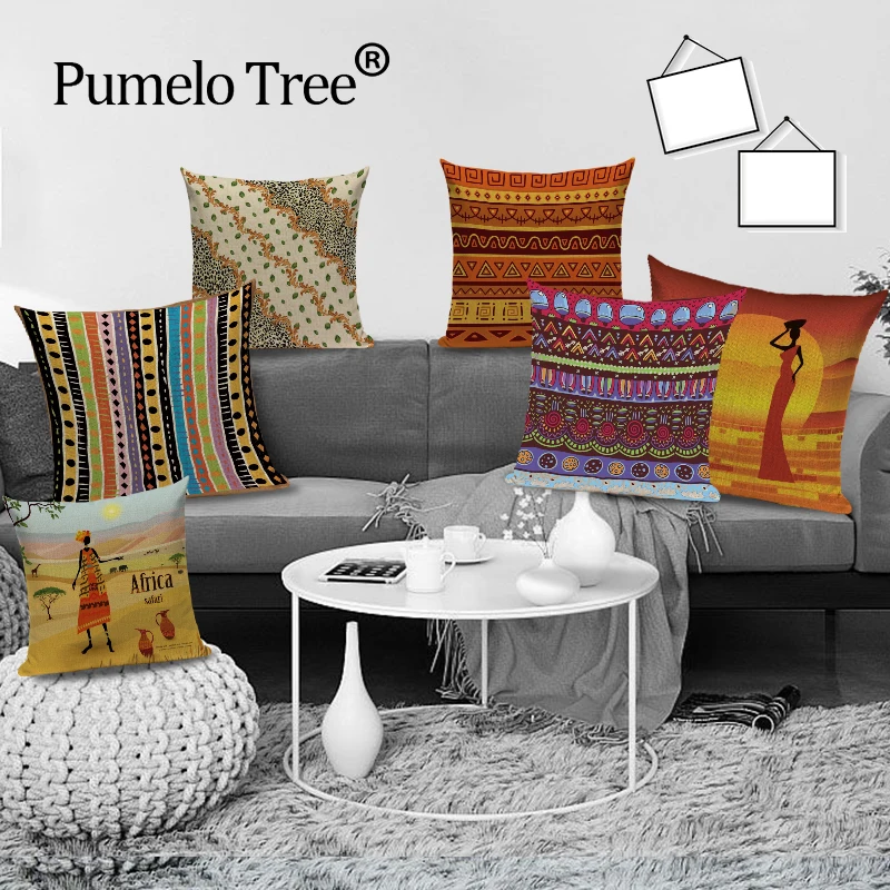 Наволочки в африканском стиле с геометрическим принтом этнический льняной чехол