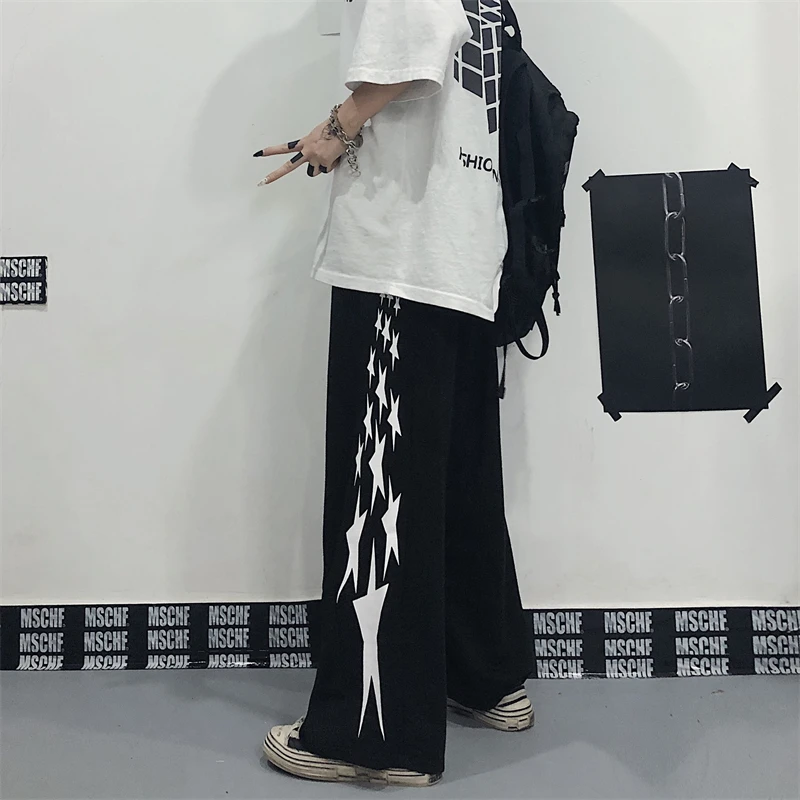 

Women's Pants Casual Streetwear High Waist Baggy Korean Fashion Straight New 2021 Summer Black Harajuku E Girl Wide Leg Trouser