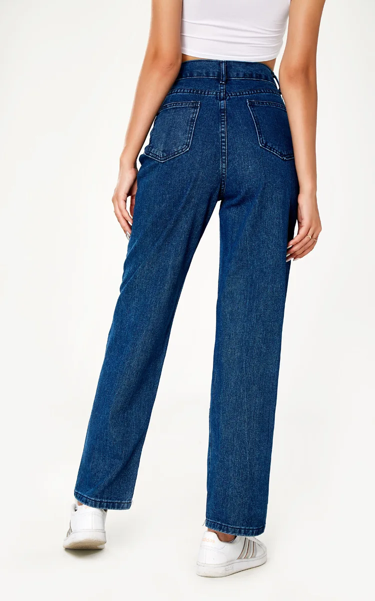 

2020 New Arrivals Woman High Waist Ladies Jeans Bodycon Blue Solid Plus Size Pants High Street Denim Skinny Stright Pants