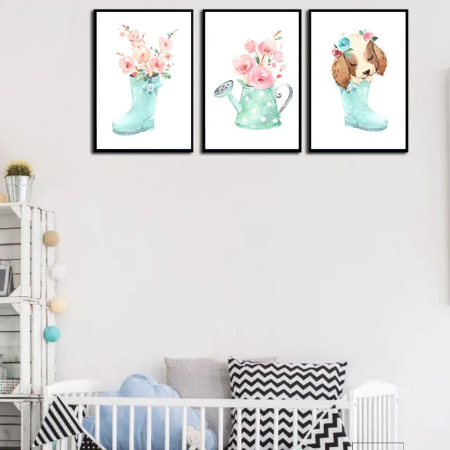 Настенные художественные картины на холсте Детские рисунки милый зонтик с